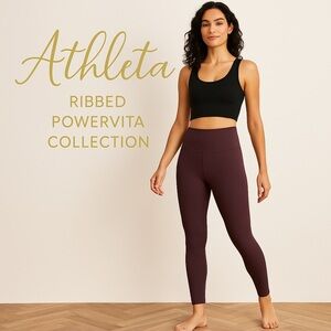 Athleta Elation Rib Tight Leggings | Mulberry Ribbed High-Rise PowerVita™ Size M